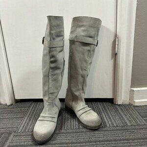 Diba Pilot Tall Upper Calf-Knee High Riding Boots gray faux suede